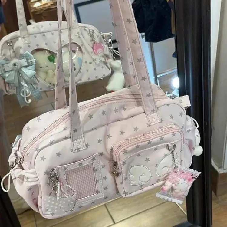JIAERDI Japanese Star Print Anime Ita Bag Women Wing Y2k Large Capacity Shoulder Bags Ladies Sweet Cute Pink Crossbody Bag 2025