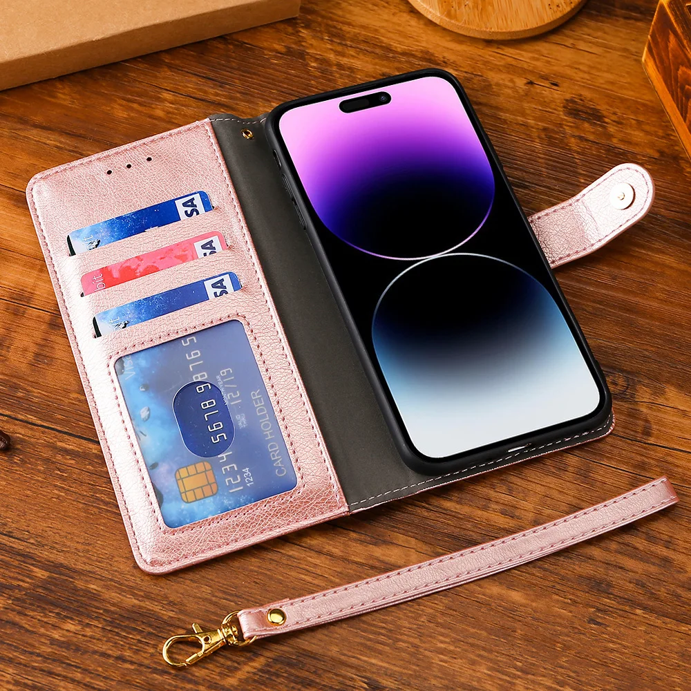 Luxurious Leather Zipper Wallet Case with Magnetic Closure