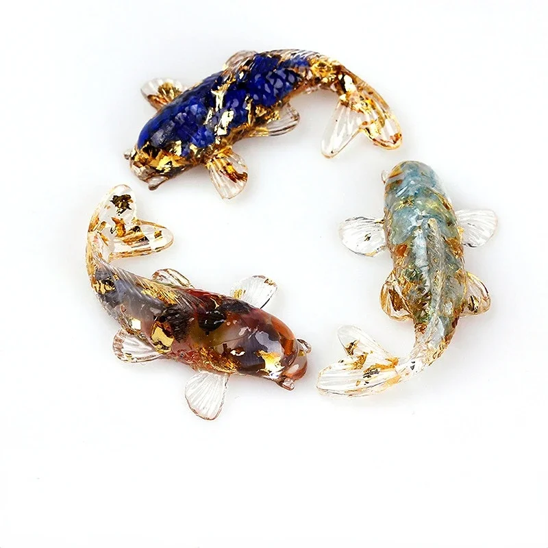Beautiful Lucky Koi Fish Figurines Artificial Transparent Epoxy Resin Crystal Mini Fishes Desk Decoration Gift for Friend 1
