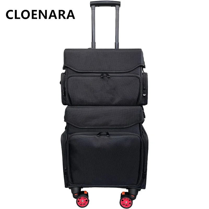 COLENARA New Luggage Oxford Trolley Case Large Capacity Beauty Tools Box Makeup Box Ladies Universal Wheel Rolling Suitcase