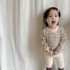 2025 Autumn New Baby Long Sleeve Clothes Set Boy Girl Striped T Shirts + Solid Leggings 2pcs Suit Infant Toddler Casual Outfits 3