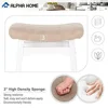 Solid Wood Saddle Kitchen Stools Set of 4 with Beige PU Leather Cushion Counter Height Barstools Wooden Base Comfortable Pub 2