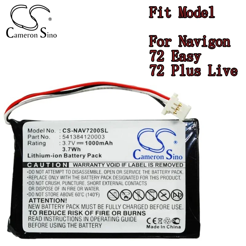 Battery Li-Ion For Navigon 72 Easy / 72 Plus Live  Replaced Gtc39110bl08554 4263 4673