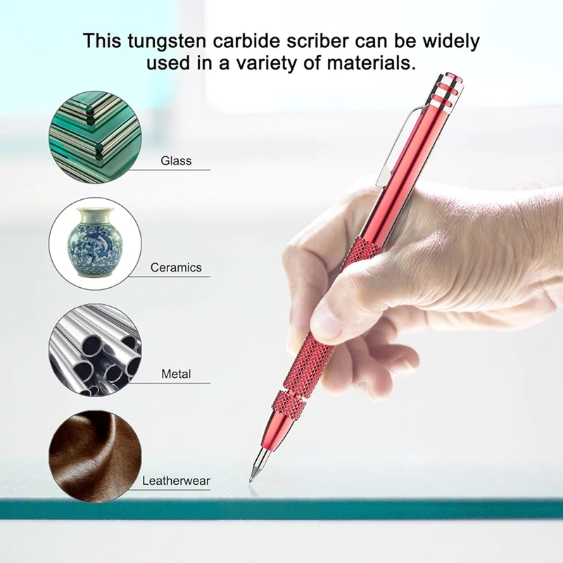 ABZY-Color Tungsten Carbide Scriber With Magnet,A Ruler,With Extra 21Replacement Marking Tip,For Glass/Ceramics/Metal Sheet