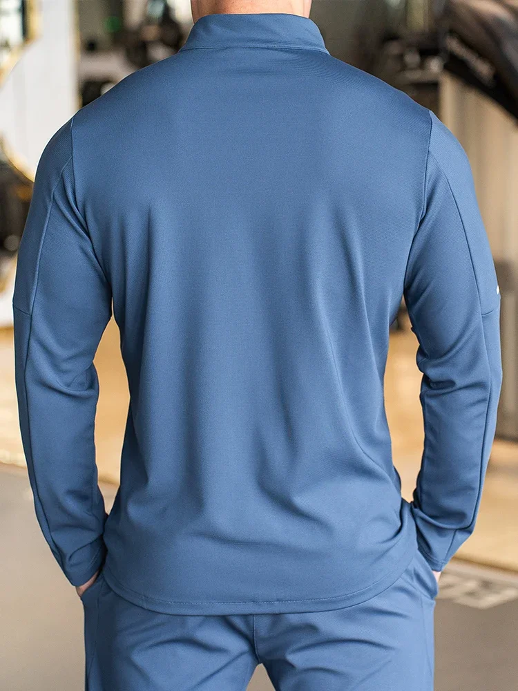 Sports Jacket Men's Sports Fitness Casual Tops Long Sleeve Stand Up Collar Solid Colour Jacket Jogging Workout Sweatshirt Zip Long Sleeve