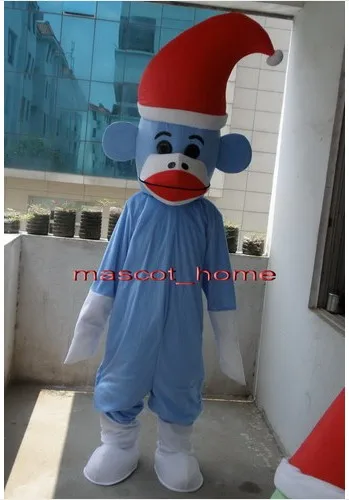 

New Adult Blue sock Monkey Mascot Costume Halloween Christmas Dress Full Body Props Outfit Mascot Costume