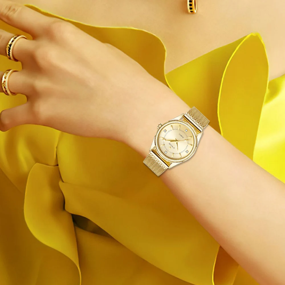 WWOOR, reloj dorado de marca de lujo para mujer, relojes de