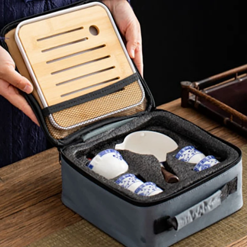 Ceramic Set Portable Travel Tea With Rotation Maker And Bag Suitable