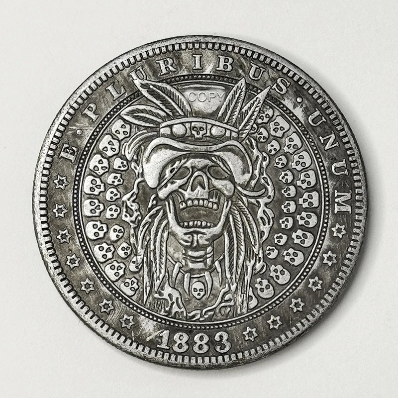 

1883 American Native Skull Tramp Coin, Replica Hobo Commemorative Coin, Lucky Gifts for Customers and Friends on Festivals