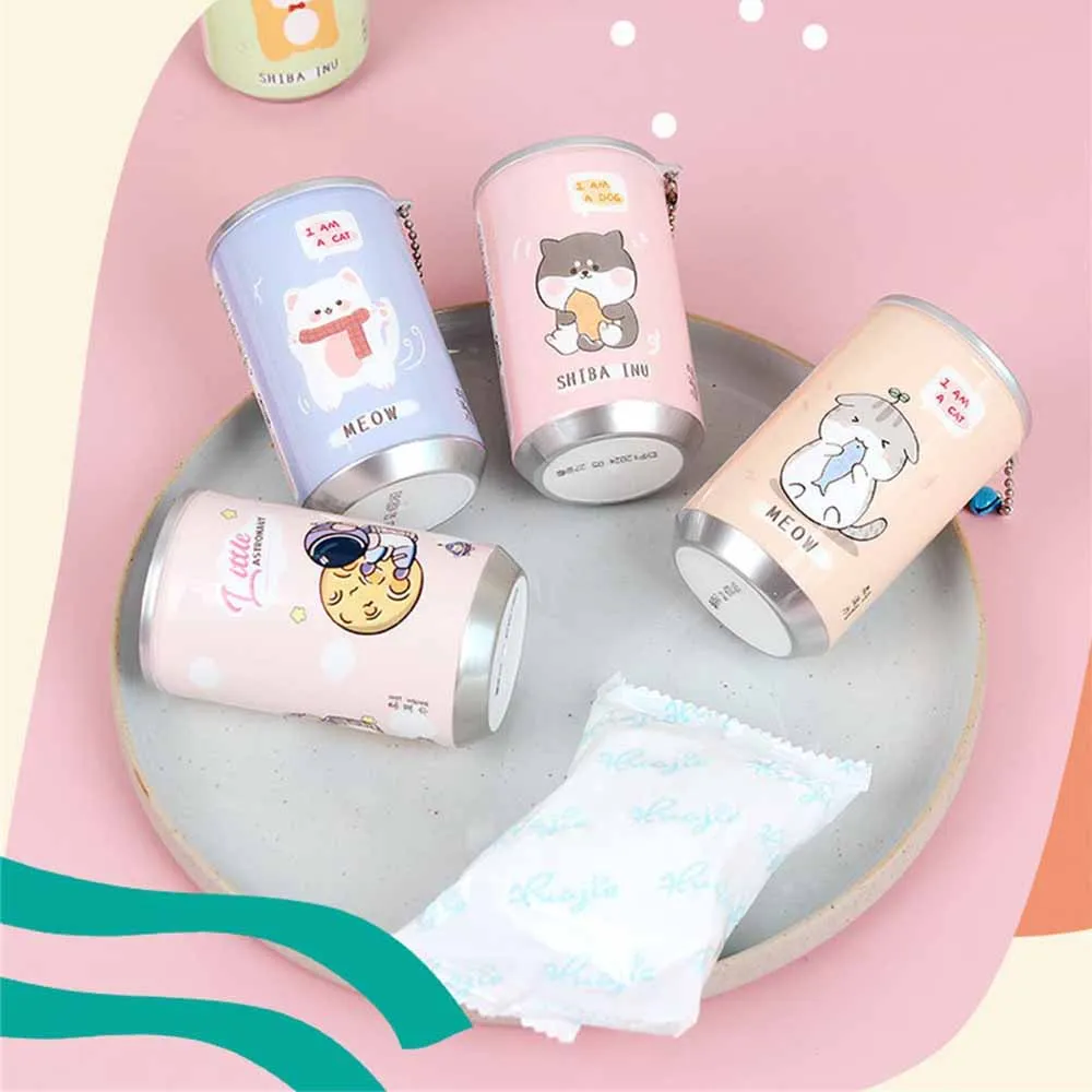 Canned Wipes Creative Cartoon Baby Wipes Pet Portable Cleansing Mini Durable Wet