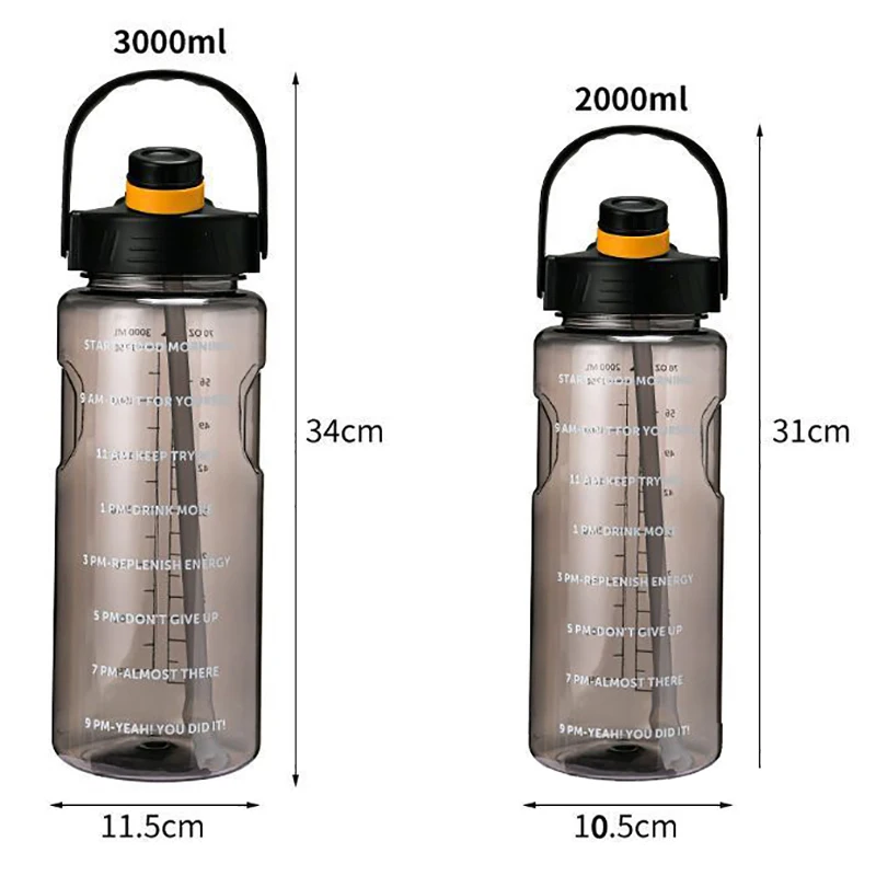 Sports Water Bottle 1.5L 2L 3L With Straw Plastic And Time Stamp For Home Outdoor Sports,portable water bottle,sports water bag