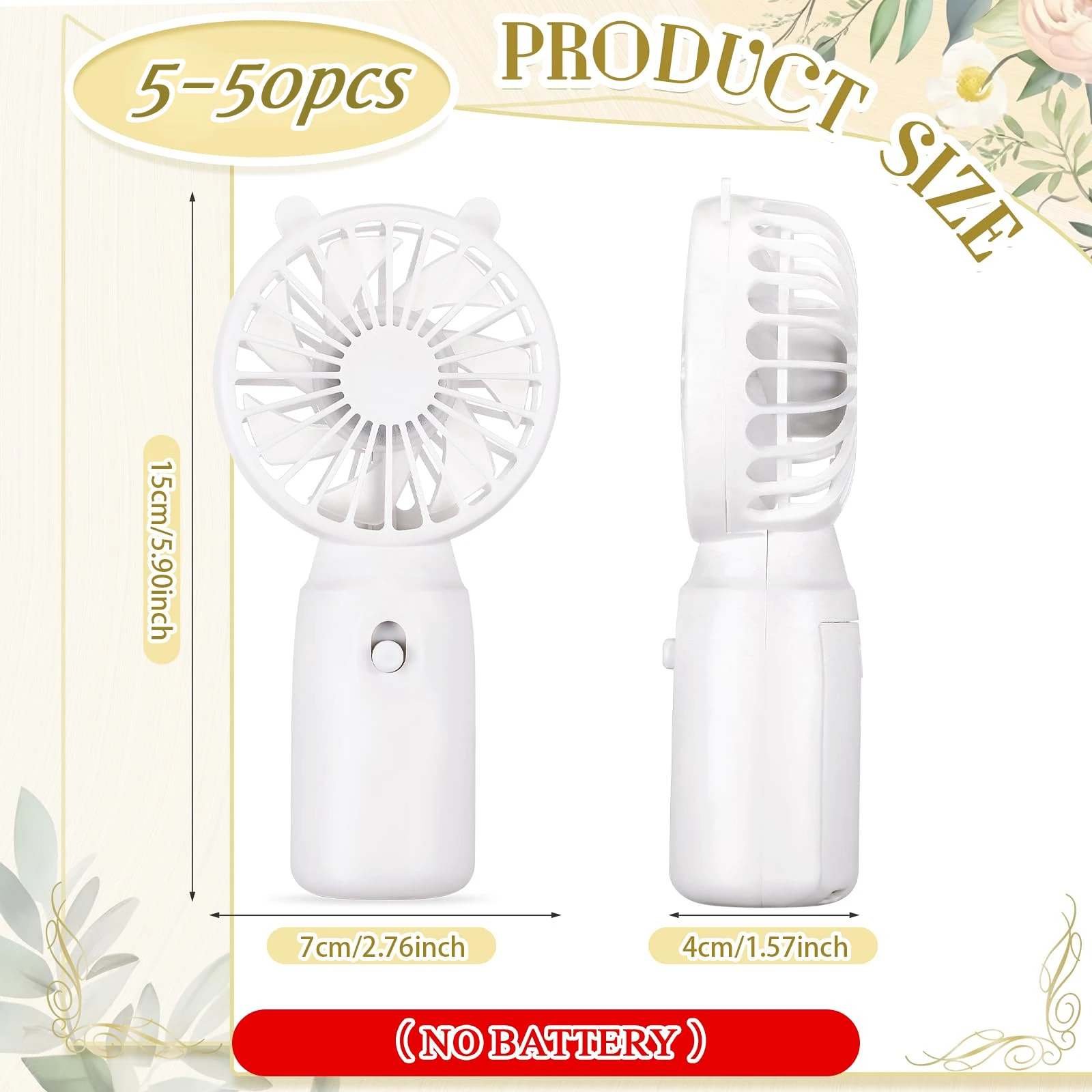 5-50pcs Portable Handheld Fans Wedding Favor for Guests Battery Powered Personal Fan Makeup Eyelash Fan Travel Pocket Mini Fans 6