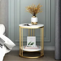 Table basse ronde en marbre avec cadre en métal, table d'appoint de canapé, meubles de salon, 3 couleurs 1