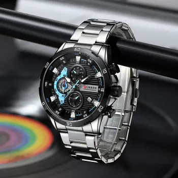 Luminous Chronograph Steel Watch 1