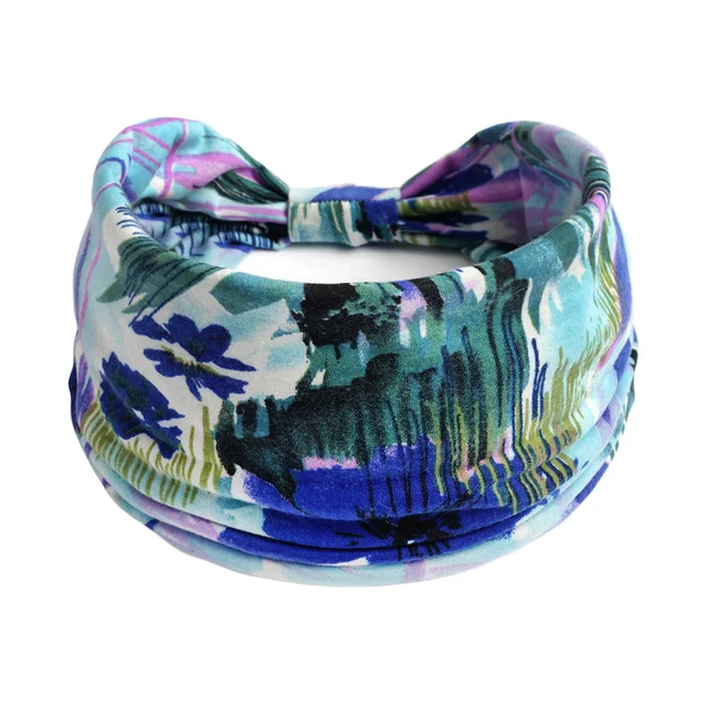 Summer Bohemian Bandanas Elastic Hair Bands Yoga Exercise Cotton Headband Women Headwear Print Vintage Cross Unisex Scrunchies 39