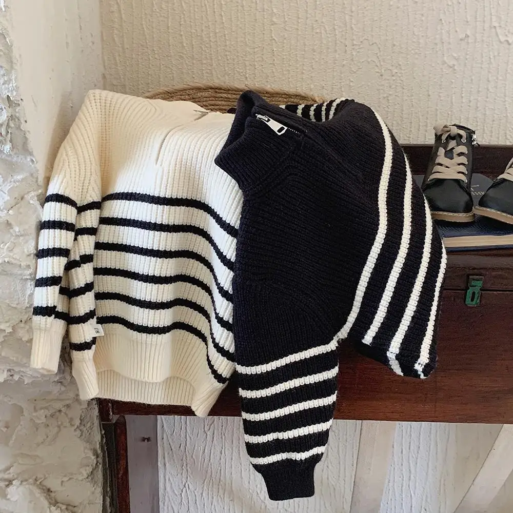 Boys' Autumn Sweater Spring New Korean Children's Loose Stripe Knitting Shirt Baby Casual Sweater