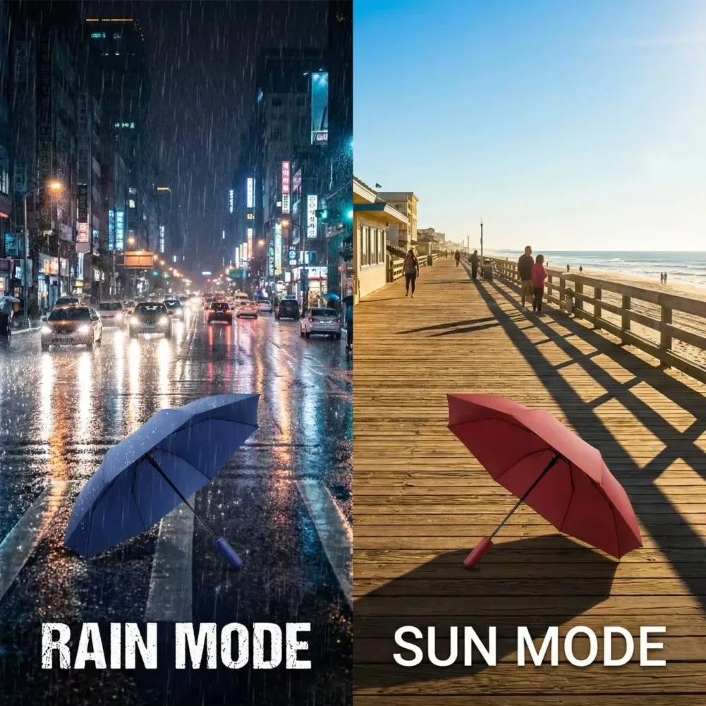 Windproof Compact Travel Umbrella: Automatic Folding, Rain Protection