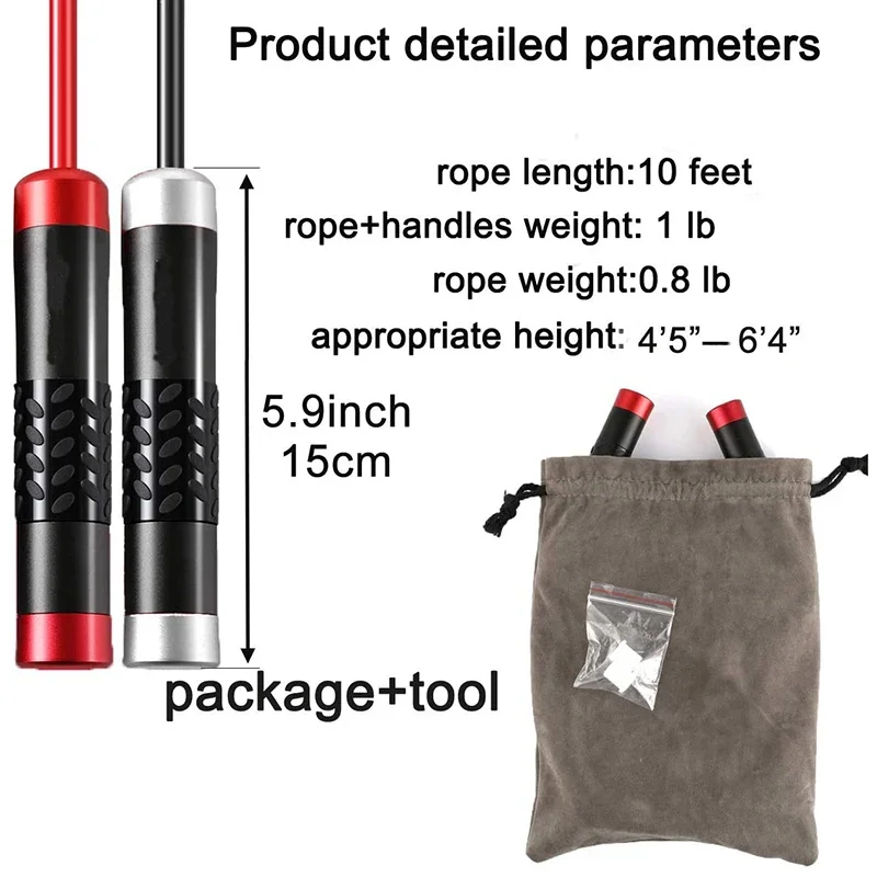 3M Adjustable Weighted Jump Rope Heavy JumpRope For Workout Fitness Tangle-Free Ball Bearing Handles Speed Skipping Rope Gym