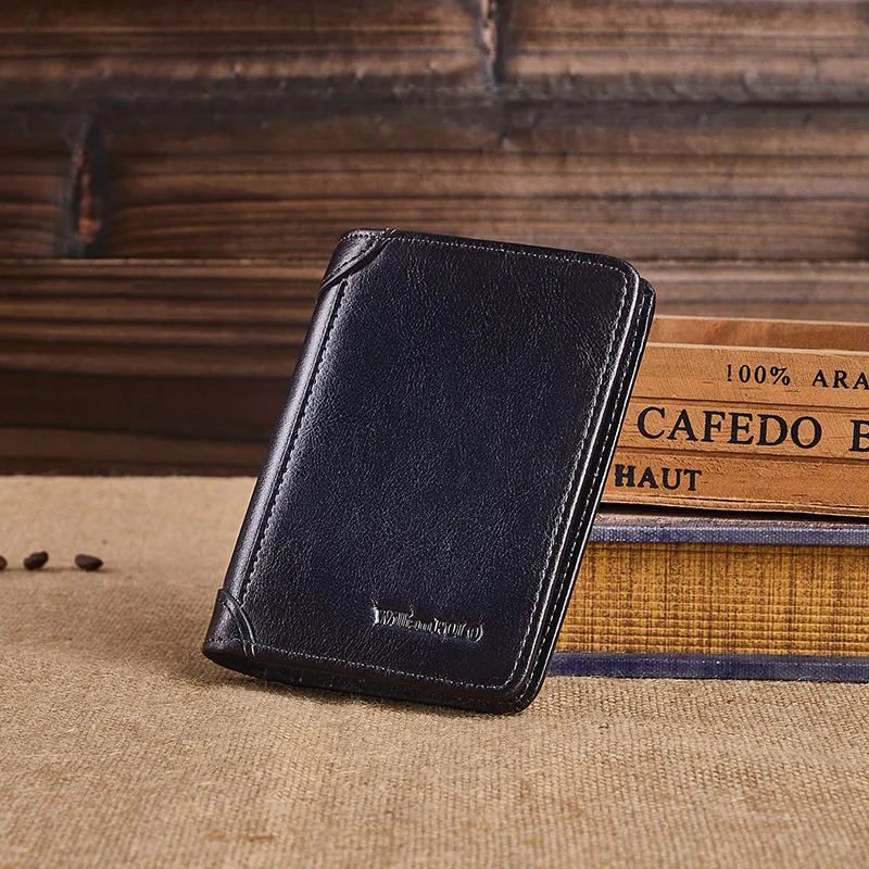 WILLIAMPOLO Wallet Men Vintage Card Holder Purse Leather Luxury Wallets Fomous Brands Purses Short Business Cardholder Man
