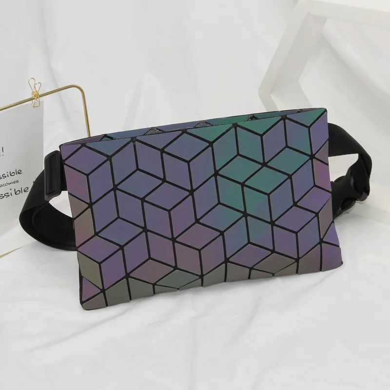 Waist Pack Luminous Women men Waist Bags Holographic Fanny Pack Female Belt Bag Geometric Waist Pack Laser Chest Phone Pouch