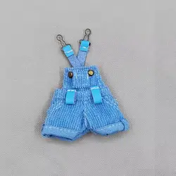 Miniature Doll Fashion Set: Cute Denim Overalls & Colorful T-Shirts (4)