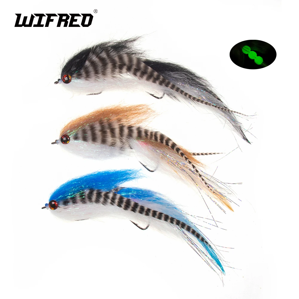 WIFREO Grizzly Saddle Hackle Streamer Fly Articulated Fish Spine