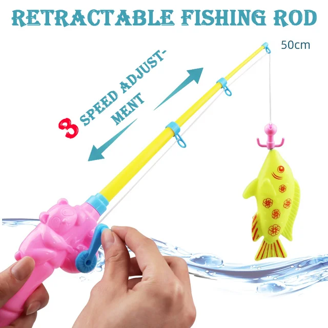 Children Boy Girl Fishing Toys Set Magnetic Fishing Parent-child Interactive Game 3D Fish Rod Net Baby Play Water Bath Toys 2