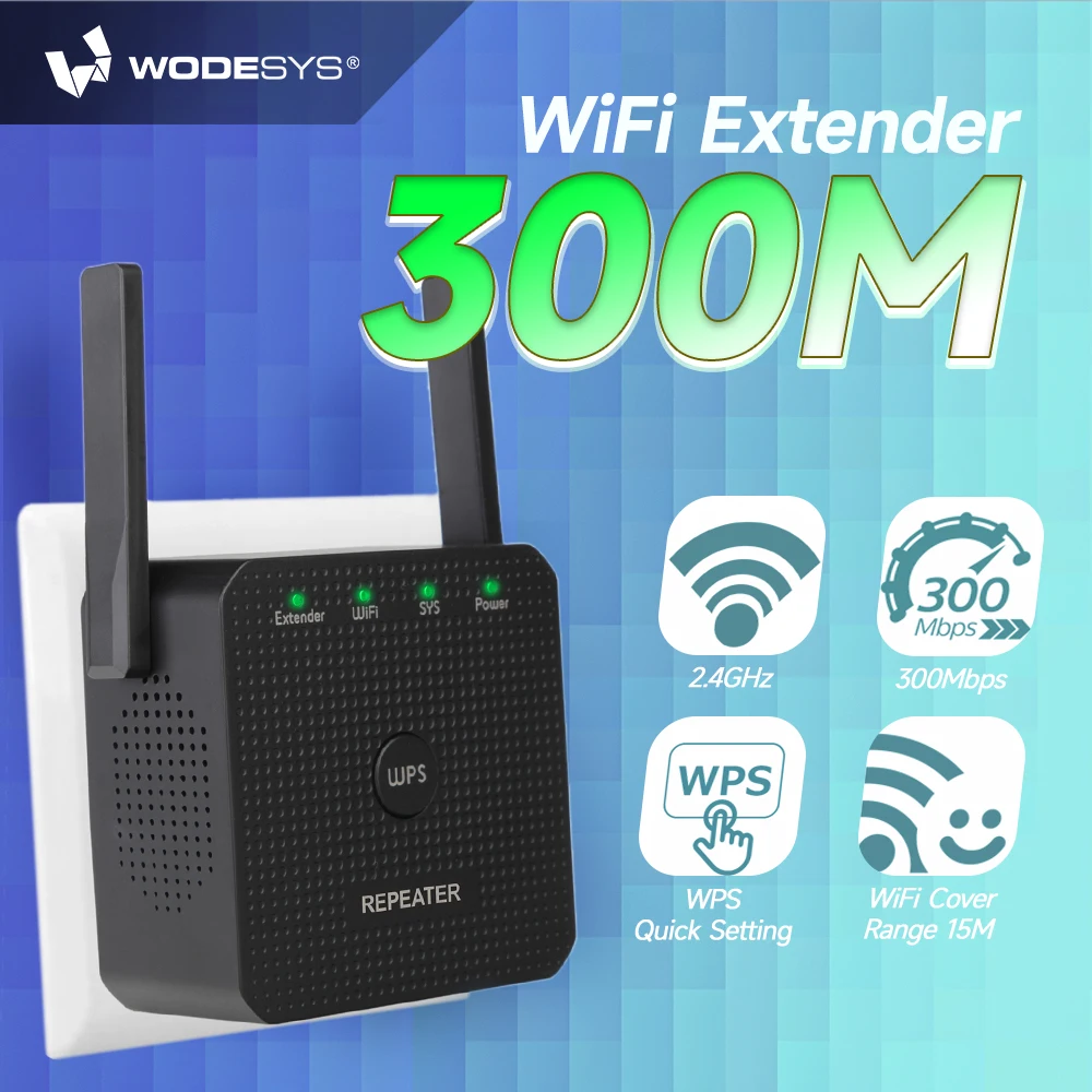 WODESYS 300Mbps Wireless WiFi Repeater WiFi Router 2.4G Access Point WI FI Long Range Signal Extender For Office Home