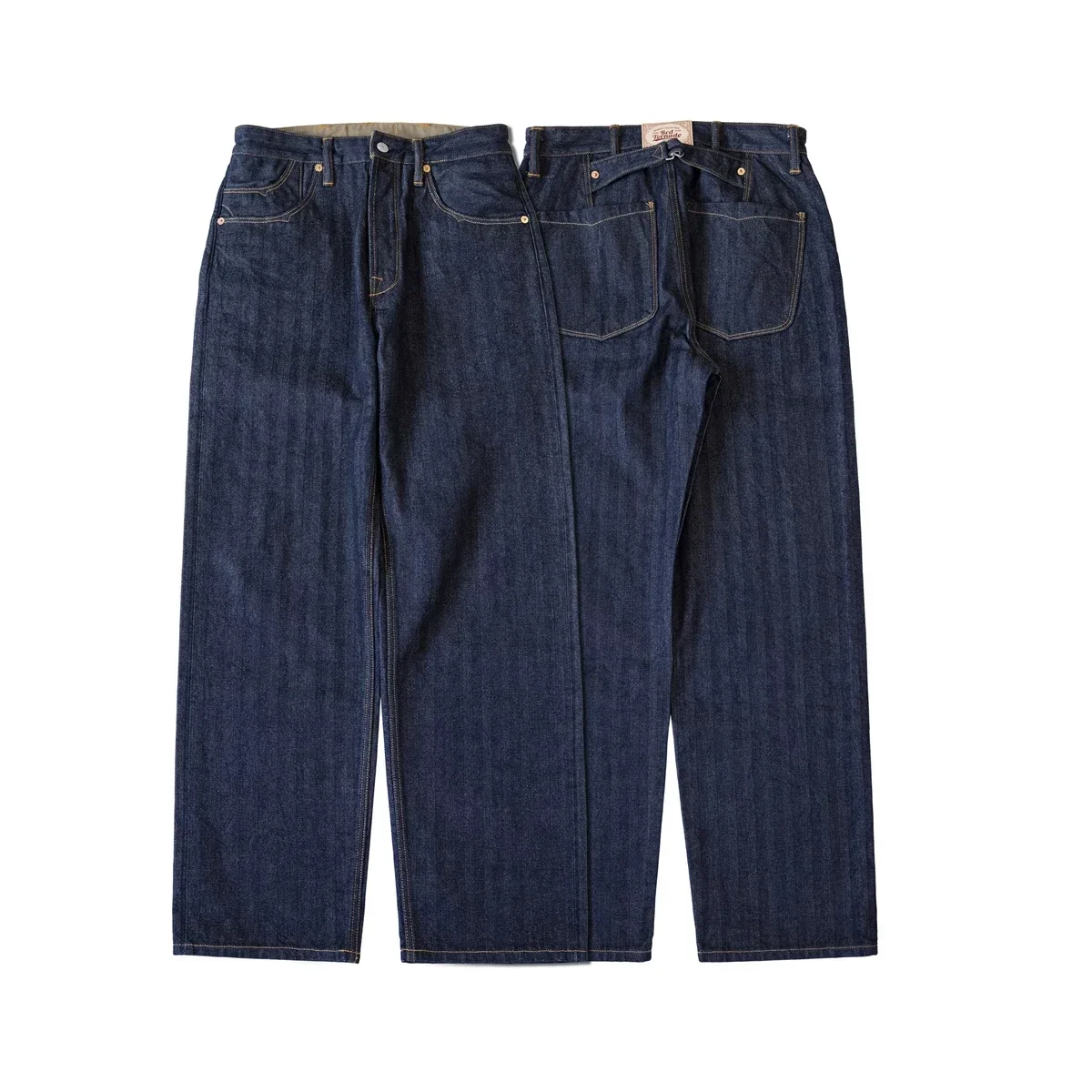 Red Tornado HBT Selvedge Denim Jeans Relaxed Fit Vintage Style Cinch Back Mens Pants 5
