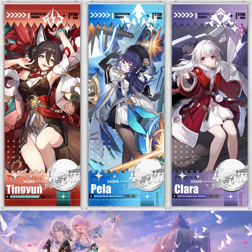 

Game Honkai Star Rail Poster Hanging Painting Bailu Bronya Himeko Gepard Jing Yuan Luocha Figure Scroll Prints Home Decor Props