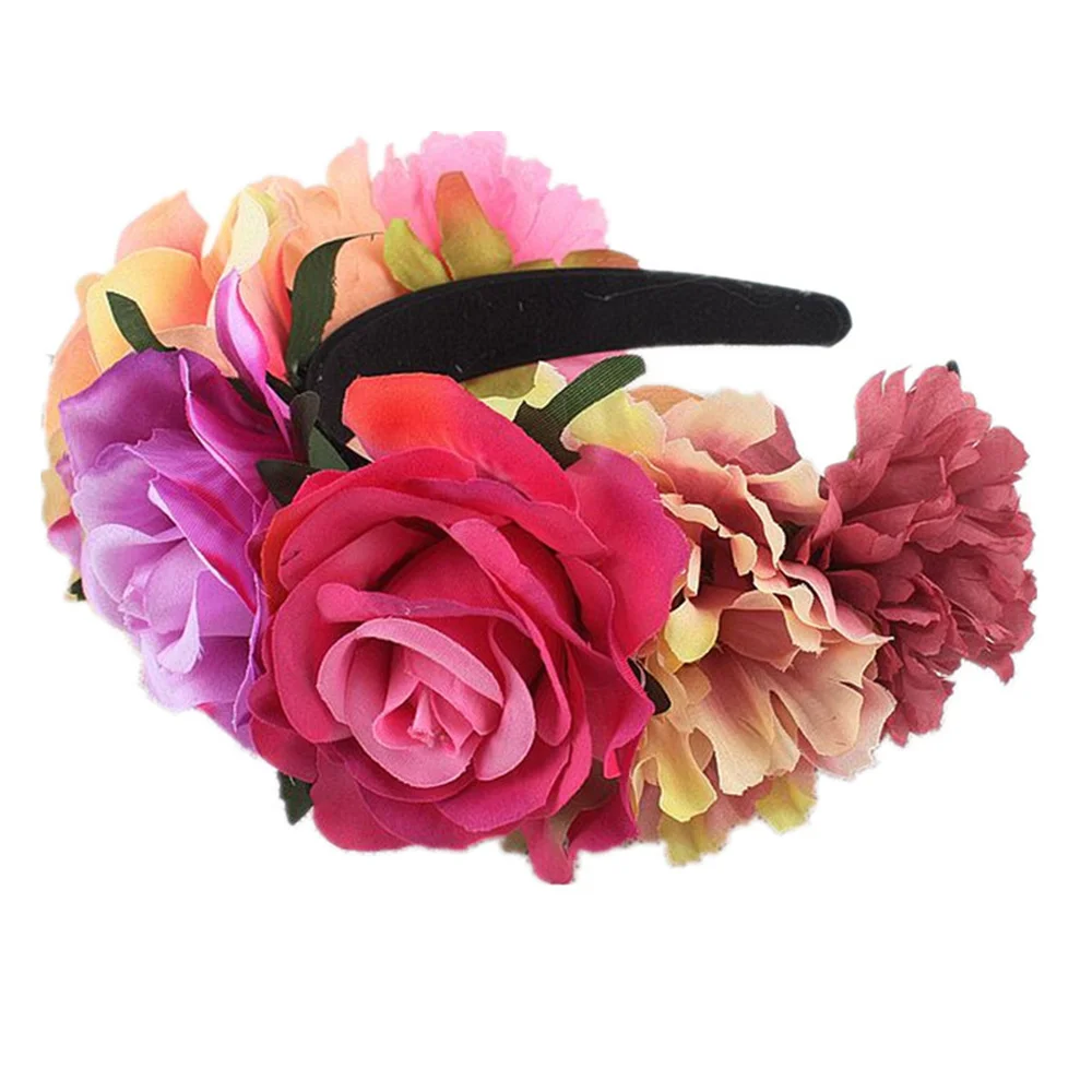 Mexikanische Rosen-Blumenkrone Als Stirnband – Violett, Für Halloween, Tag Der Toten & Partys