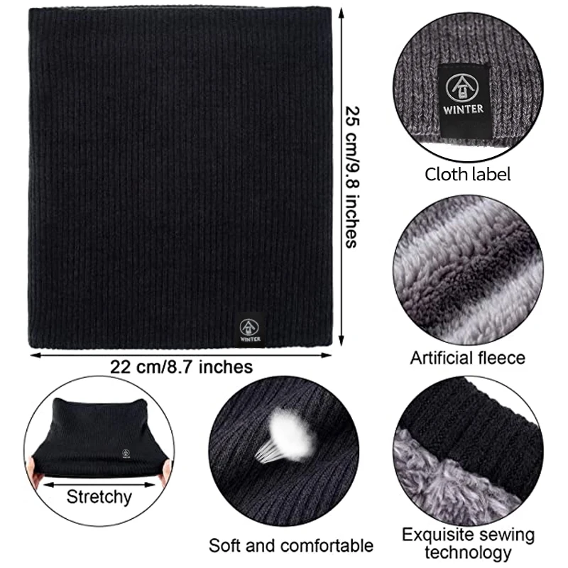 Knitted Scarf for Men Women Winter Outdoor Windproof