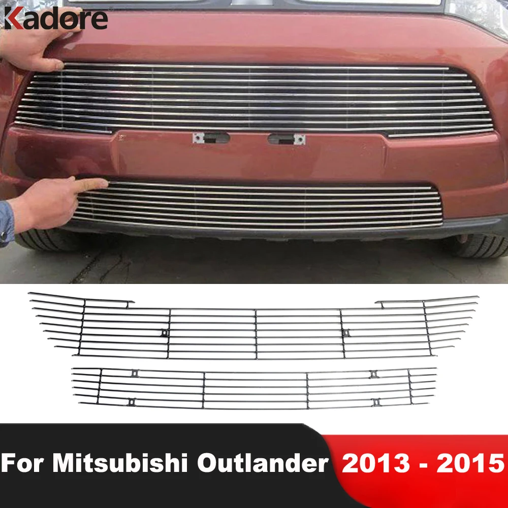 

For Mitsubishi Outlander 2013 2014 2015 Aluminum Car Front Center Grill Grille Cover Trim Racing Mesh Grills Trims Accessories