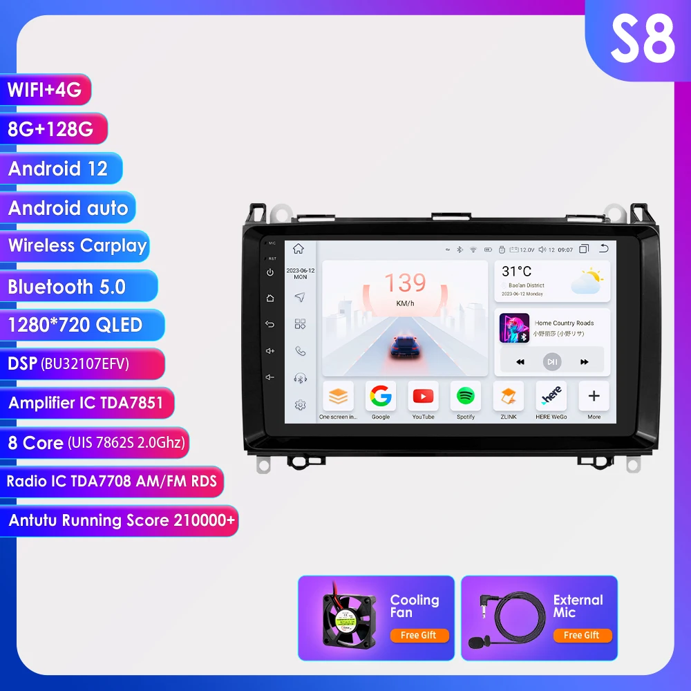Chedux Android 12 Autoradio Für Mercedes Benz W169 W245 W639 W906 Sprinter B160 B170 B200 Carplay Android Auto Wifi