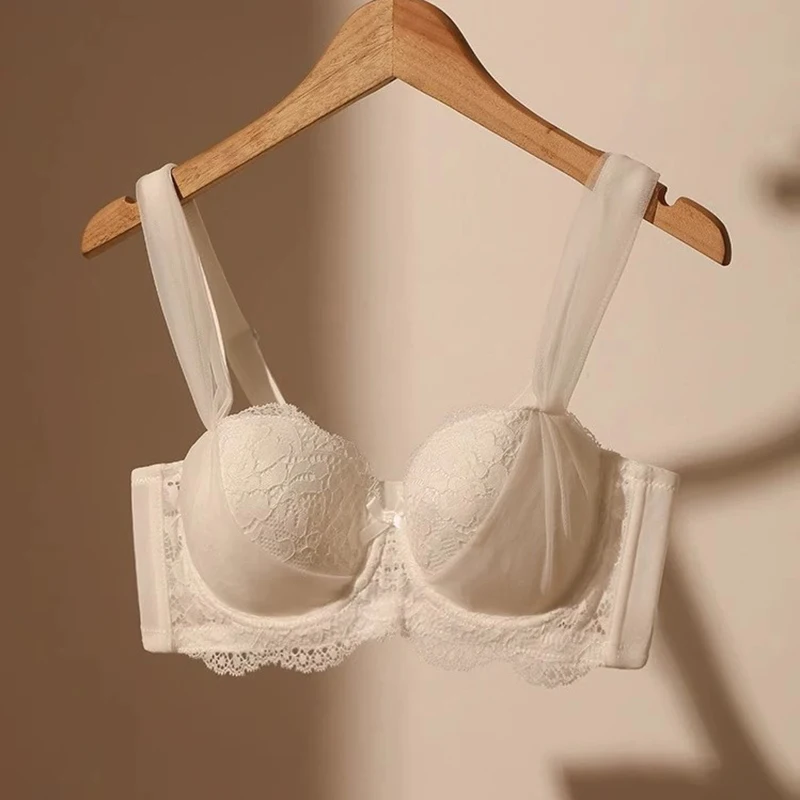 French Lace Bra for Women Big Chest Appears Small Push-up Bra Breast Collection Top Up Anti Sagging Large Size Lingerie GT8907 5