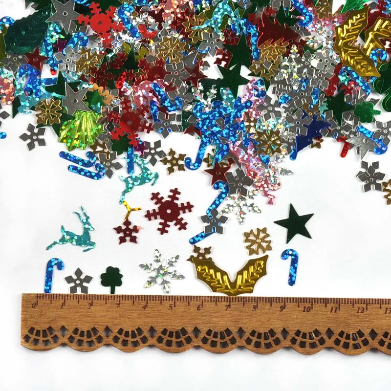 20g/Los 4,5-27mm Weihnachten Schneeflocken PVC Konfetti Alufolie Pailletten Tisch Halloween Neujahr Party Dekor hand gefertigte Lieferungen c3762 – Detail 7