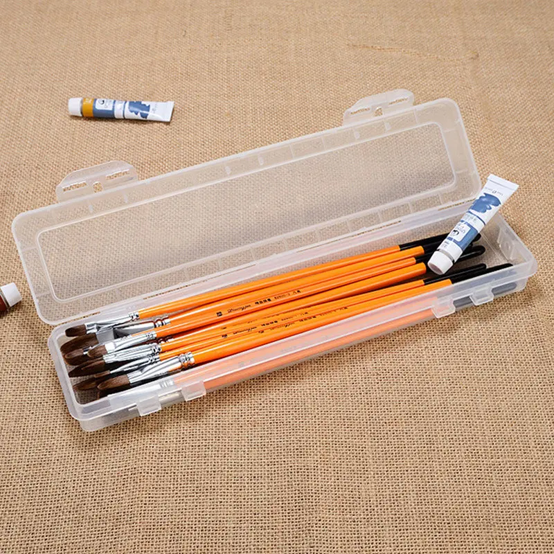 

1Pc Brush Painting Pencils Storage Box Watercolor Pen Container Drawing Tools Bin Sturdy Plastic Stationery Storage Box