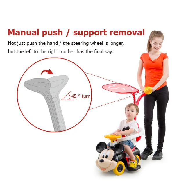Disney Four Wheel Children's Baby Walker Bicycle Outdoor Riding Toys Car Baby Stroller Mickey Mouse Minnie Twist Car Kids Gifts 3