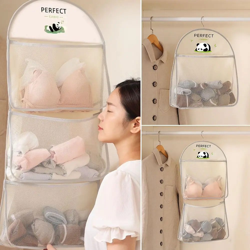 Multi-layer Storage Mesh Bag Save Space Wardrobe Hanging Socks Storage Bags Large Capacity Multi-function Dormitory Storage Tool 5