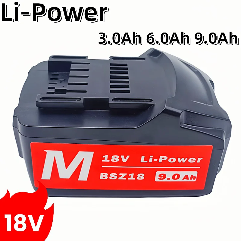 18V 3.0Ah 6.0Ah 9.0Ah Battery for Metabo Cordless Power Tool Replace for Metabo 18V 625592000 625591000 Backup Batteries