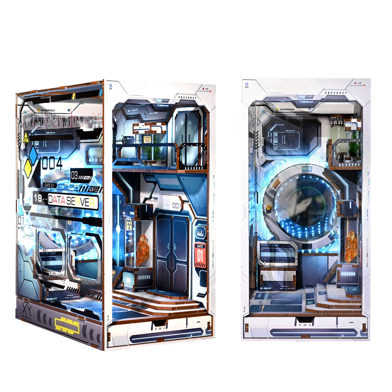 

Diy Wooden Book Nook Shelf Insert Miniature Building Kits Sci-fi Alien Hub Bookshelf Assembly Bookend For Adults Birthday Gifts