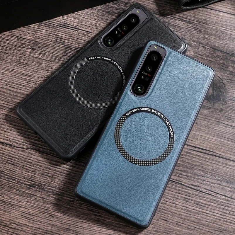 

New For Xperia 5V 10V 1 V 5IV 10 IV 1IV 5III 1III 10III Luxury PU Leather Cover For Magsafe Magnetic Wireless Charging Case