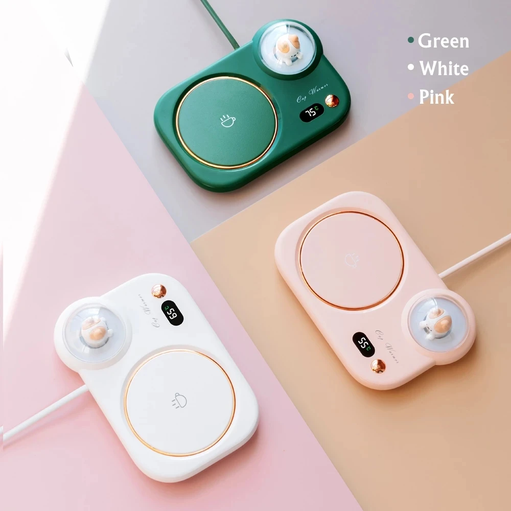 Lovely Cat 3 Gear Temperature 8 Hours Auto-off Coffee Milk Water Mug Warmer Heating Cup Coaster Mat with Night Light Cup Heater 4