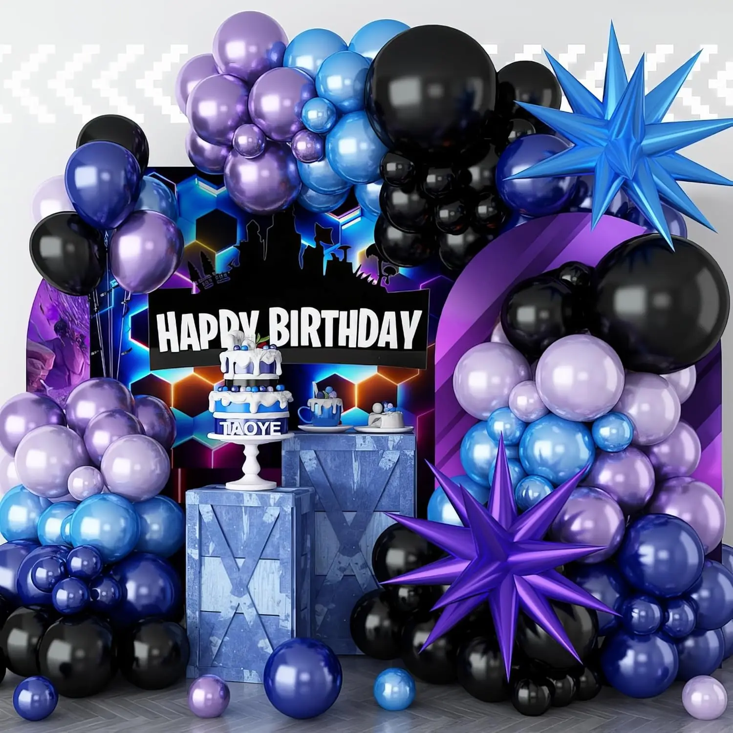 Blue Purple Series Balloon Arch Set Contains Purple Light Blue Balloons and Beauty Suitable for Theme Birthday Party Decoration