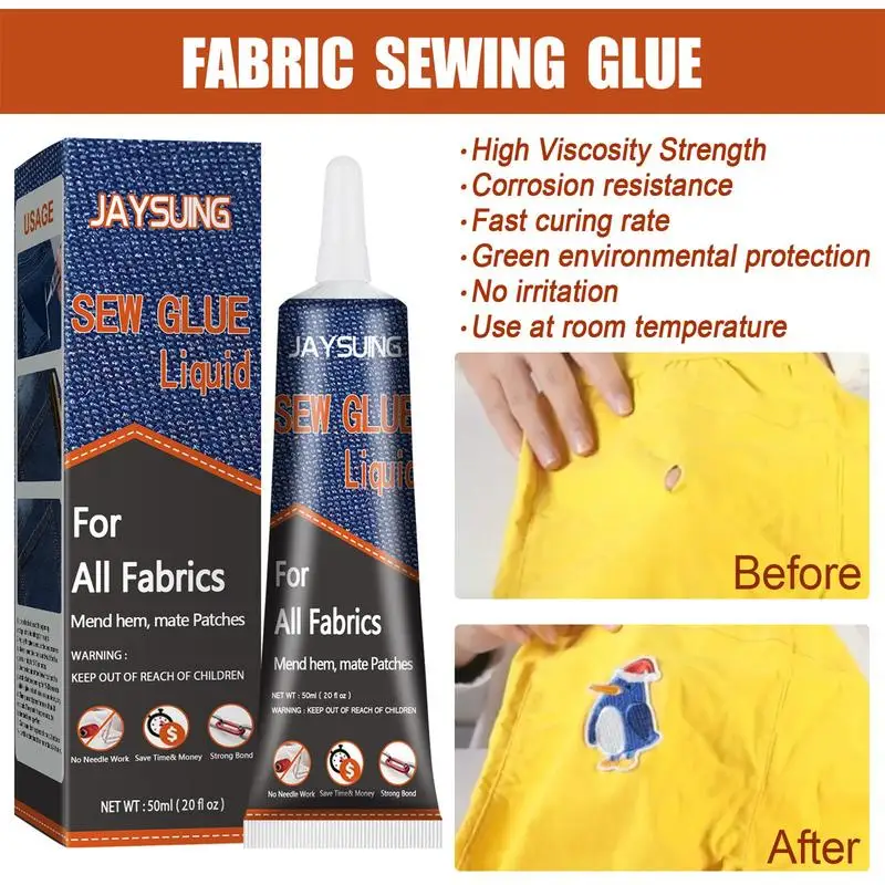 Cloth Repair Sew Glue 50ml, Instant Sew Glue Bonding Liquid, Quick