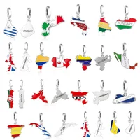 FC Jewelry Fit Original Charm Bracelet 925 Silver COLOMBIA MEXICO NICARAGUA PERU Argentina Flag Bead For Making Women Berloque 1