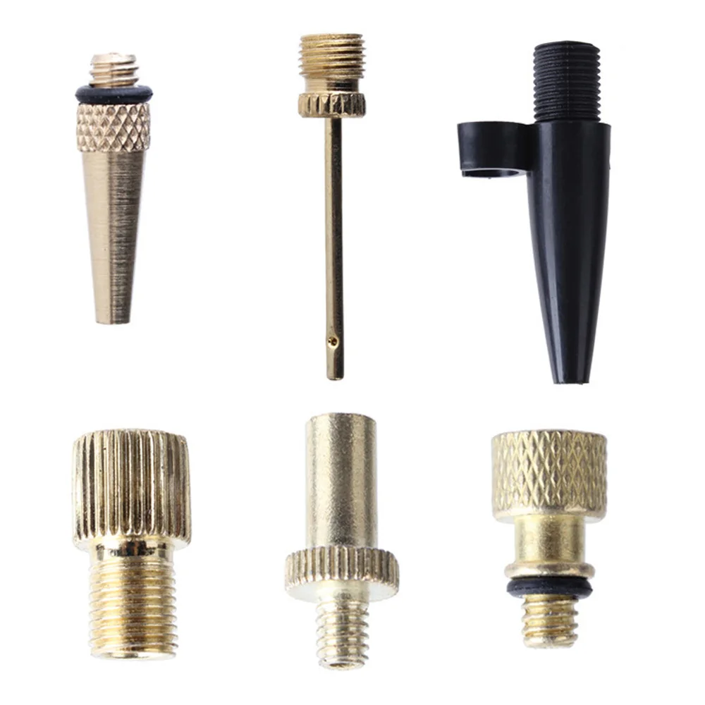Inflatable Needle 6pcs Inflatable Needle Nozzle Air Valve Adapter Pump Parts For Football Bicycle Bike Tire Alloy Wheel Valve Cycling Accessories