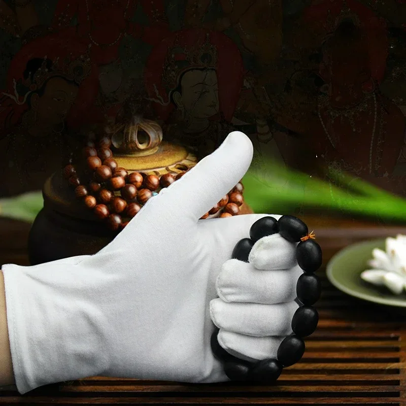 Household Gloves Cotton Gloves for Dry Hands White Cotton Glove Cloth Serving Glove for Dry Hands Inspection cotton gloves