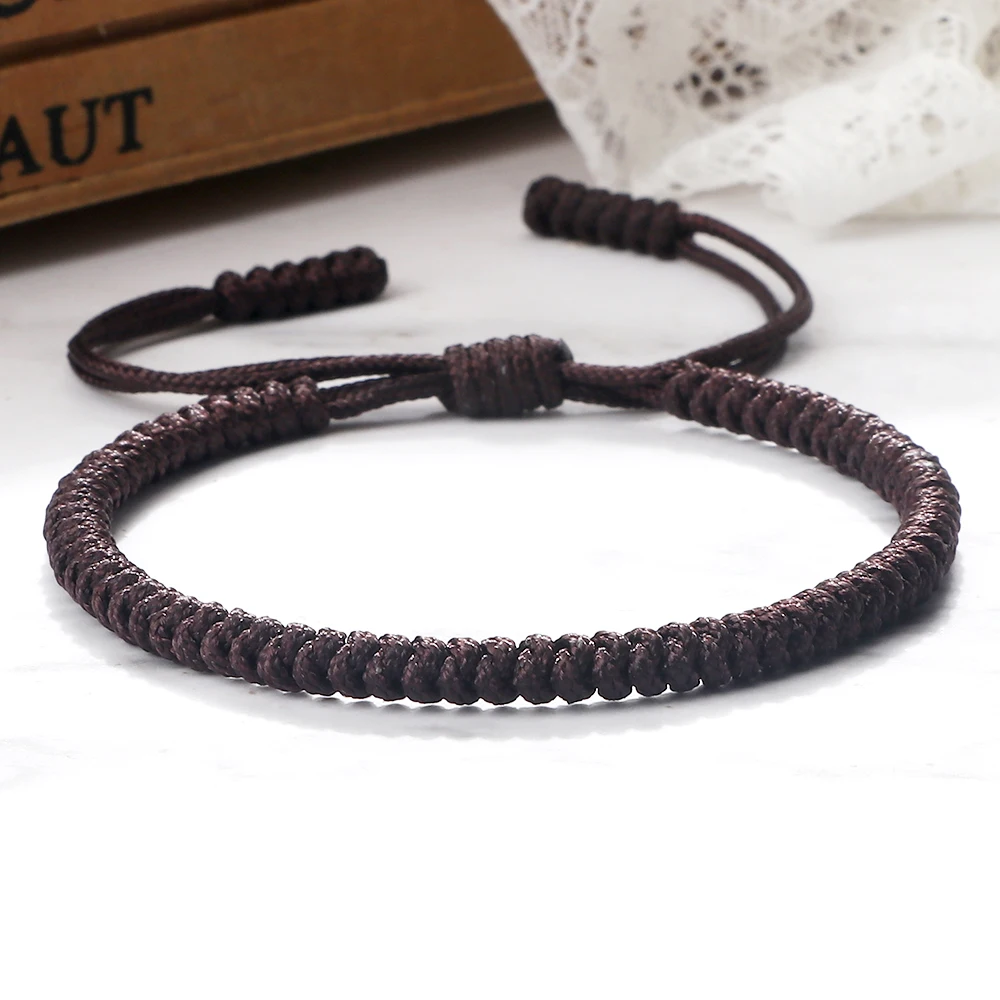 Brown String Braided Bracelet Handmade Charm Bracelet for Women Men