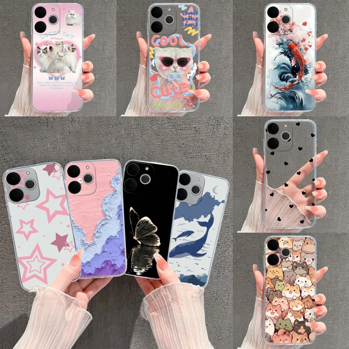 Cat Whale Anti-Fingerprint Transparent Phone Case